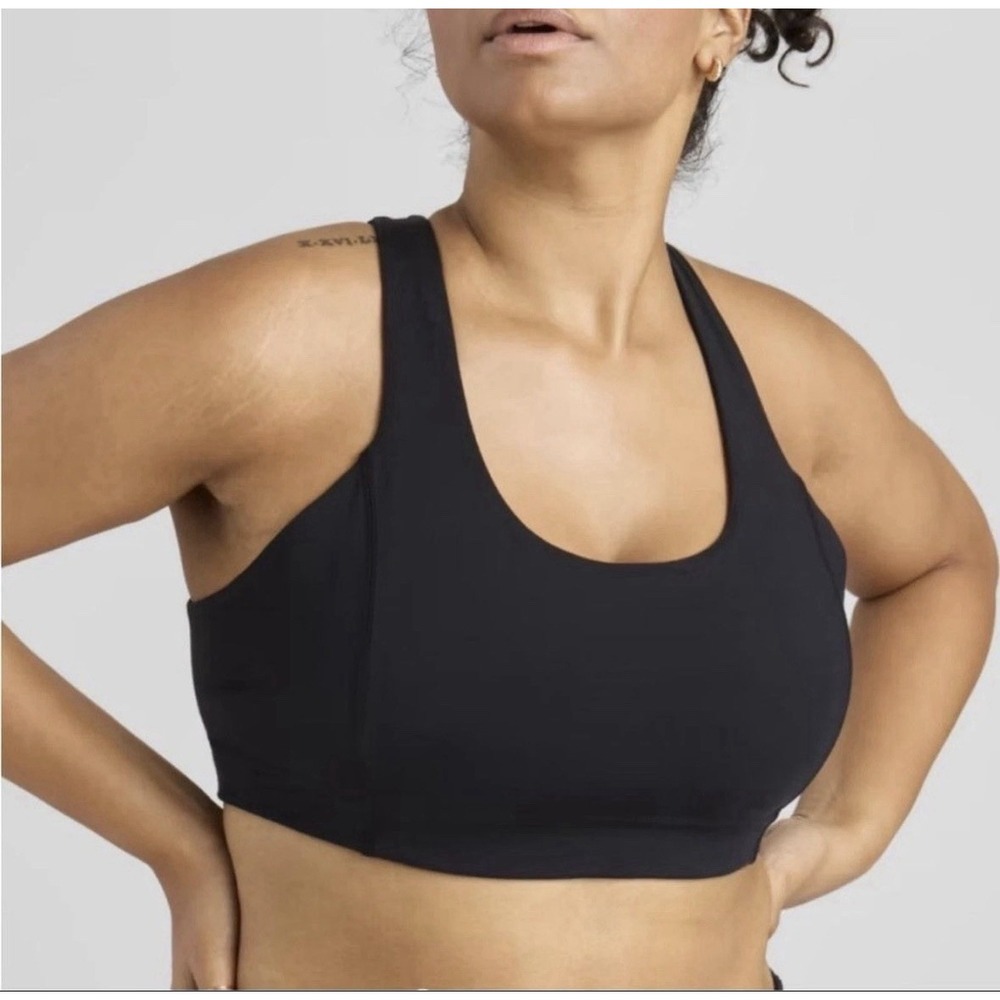 ALLBIRDS NATURAL Cross Back Black Sports Bra - Women's Large Merino Wool Blend